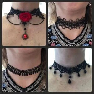 7 Gorgeous Victorian Vampire Goth Halloween Chokers Set 1